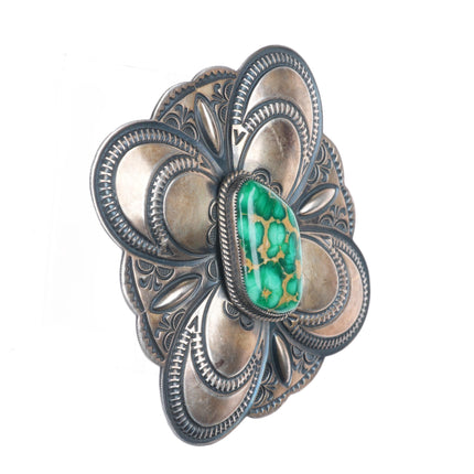 Big Delbert Gordon Navajo Carico Lake Turquoise sterling silver belt buckle