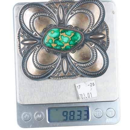 Big Delbert Gordon Navajo Carico Lake Turquoise sterling silver belt buckle