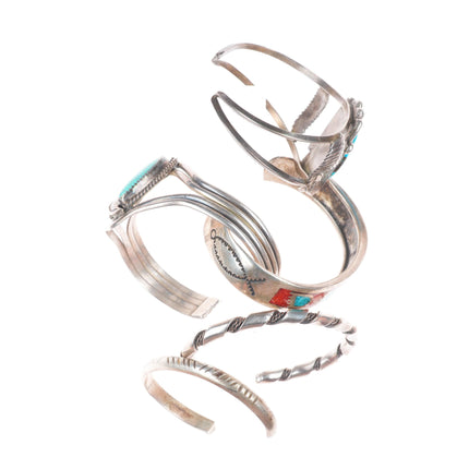 5.5"-7" Vintage Southwestern/Navajo sterling silver-turquoise cuff bracelet lot