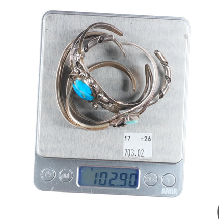 5.5"-7" Vintage Southwestern/Navajo sterling silver-turquoise cuff bracelet lot