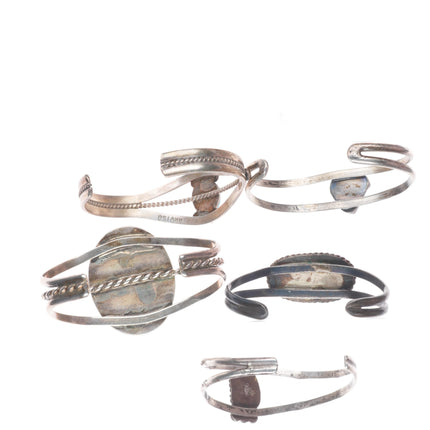 6"-6.4" Vintage Southwestern/Navajo sterling silver-turquoise cuff bracelet lot