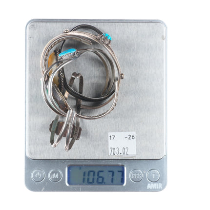 6"-6.4" Vintage Southwestern/Navajo sterling silver-turquoise cuff bracelet lot