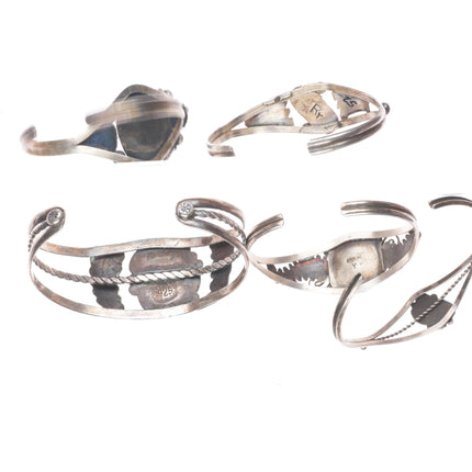 6"-7.1" Vintage Southwestern/Navajo sterling silver-turquoise cuff bracelet lot