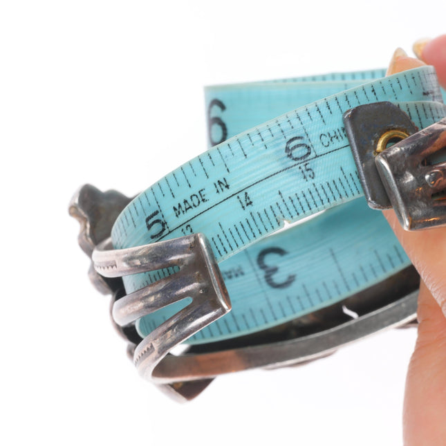 6.25" 1950's Zuni sterling silver Natural turquoise rainbow man cuff bracelet