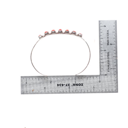 6.4" HM Coonsis sterling silver Mediterranean coral row cuff bracelet