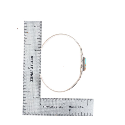 6.4" Fred Harvey #8 turquoise sterling silver rayed bezel cuff bracelet