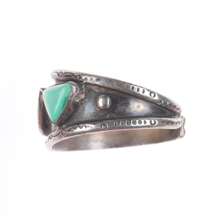6.2" Vintage Navajo sterling silver 3 stone green turquoise cuff bracelet