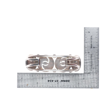 6.4" Vintage Zuni sterling silver turquoise hummingbird inlay cuff bracelet