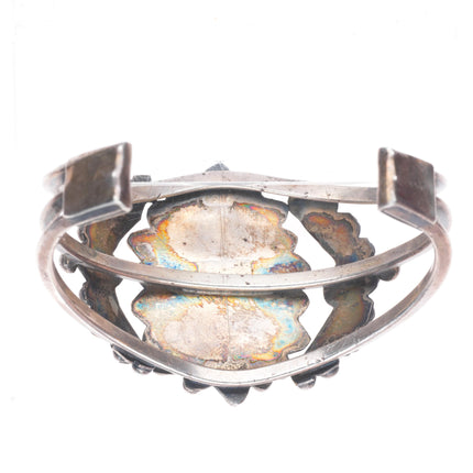 6.75" c1950's Vintage Navajo sterling silver petrified wood agate cuff bracelet