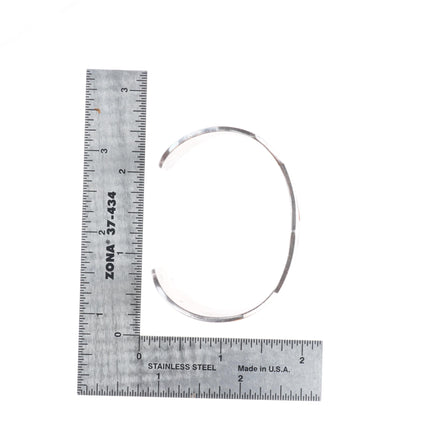 6" AD Banteah Zuni sterling silver Cardinal turquoise/coral inlay cuff bracelet