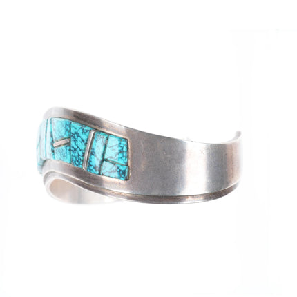 7.2" Norton Becenti Navajo sterling silver spiderweb turquoise cuff bracelet