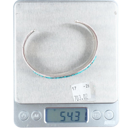 7.2" Norton Becenti Navajo sterling silver spiderweb turquoise cuff bracelet