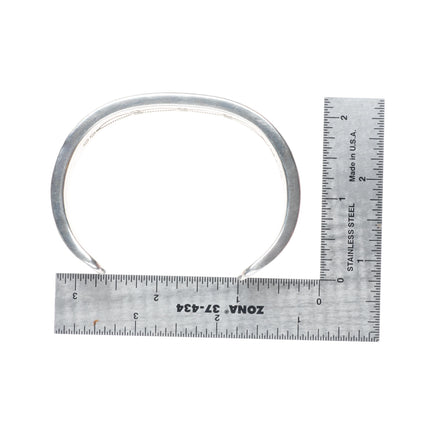 7.5" Bruce Morgan 14k gold sterling silver heavy inner stamped cuff bracelet