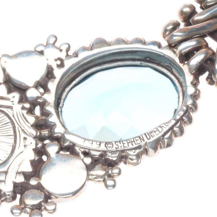 Stephen Dweck Blue Topaz carved quartz/abalone sterling silver necklace/earrings