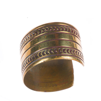 6.75" Cippy Crazy Horse Cochiti pueblo brass deep stamped cuff bracelet