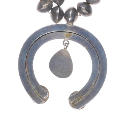 Vintage Navajo sterling silver squash blossom necklace w/turquoise naja