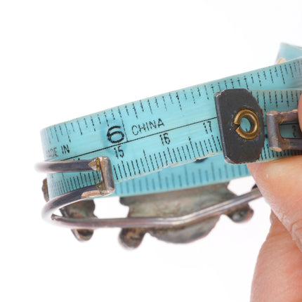 6.75" Vintage Zuni sunface sterling silver shell/stone inlay chief cuff bracelet