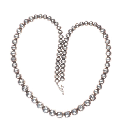 24.5" Vintage Navajo Pearls hand stamped sterling silver beaded necklace