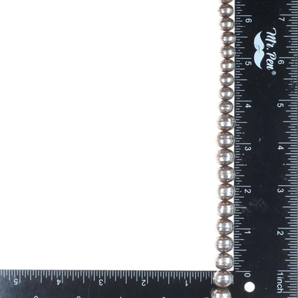 24.5" Vintage Navajo Pearls hand stamped sterling silver beaded necklace