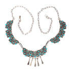 Donnie & Lenora Dosedo Zuni sterling silver turquoise petit point bib necklace