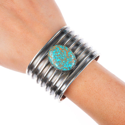 6.5" Indian Mountain Turquoise sterling silver cuff bracelet Tony Sanchez Isleta