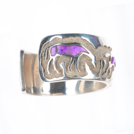 6.3" Ben Nighthorse Campbell Cheyenne sterling silver horses inlay cuff bracelet