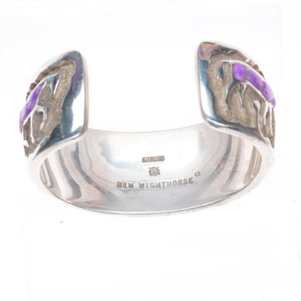 6.3" Ben Nighthorse Campbell Cheyenne sterling silver horses inlay cuff bracelet