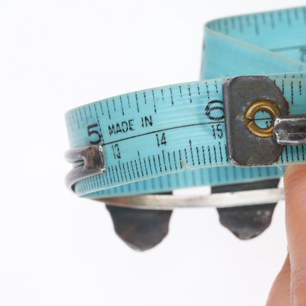 6" vintage Navajo sterling silver turquoise, shell, jet inlay cuff bracelet