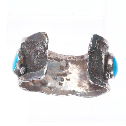 7" Chief Shatka Bear-Step vintage sterling silver turquoise row cuff bracelet