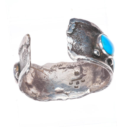 7" Chief Shatka Bear-Step vintage sterling silver turquoise row cuff bracelet