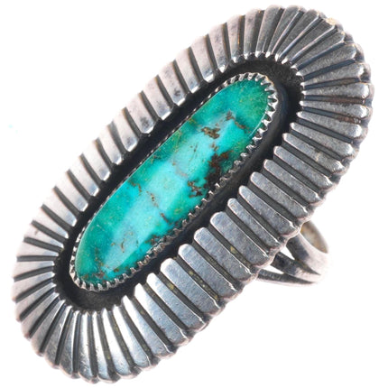 sz7 Lee Yazzie Navajo vintage sterling silver high grade turquoise ring