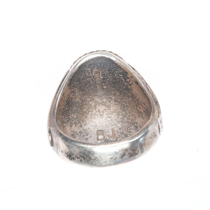 sz12 BJ Vintage Navajo sterling silver turquoise eagle men's ring
