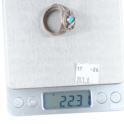 sz12 BJ Vintage Navajo sterling silver turquoise eagle men's ring