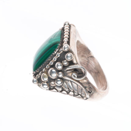 sz9 big vintage Navajo sterling silver malachite men's ring