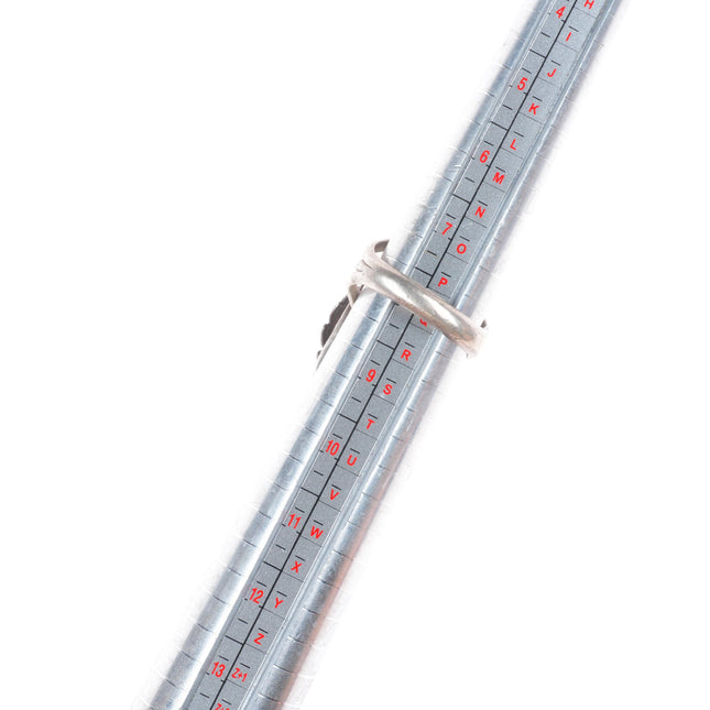 sz8 Vintage Navajo sterling silver turquoise feather edge long ring