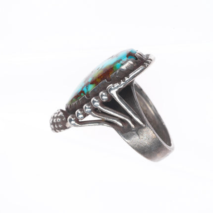 sz5.5 vintage southwestern brutalist high grade turquoise sterling silver ring