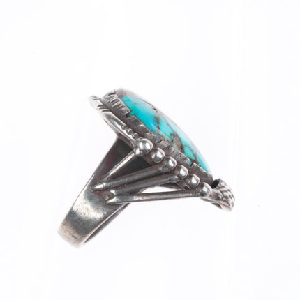 sz5.5 vintage southwestern brutalist high grade turquoise sterling silver ring