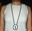 Vintage Zuni Ghan Dancer inlaid sterling silver pendant/beaded necklace