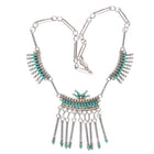 A&E Nastacio Zuni vintage sterling silver needlepoint turquoise bib necklace