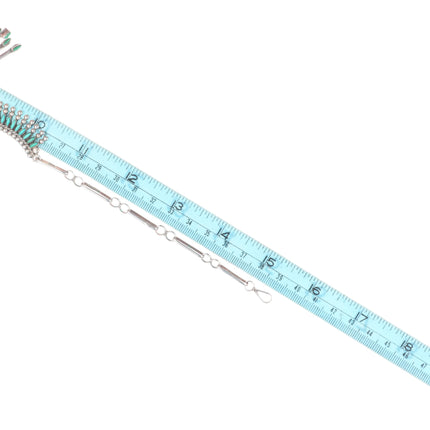 A&E Nastacio Zuni vintage sterling silver needlepoint turquoise bib necklace