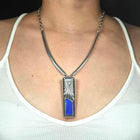 Vintage Benny Ration Navajo sterling silver lapis lazuli pendant necklace