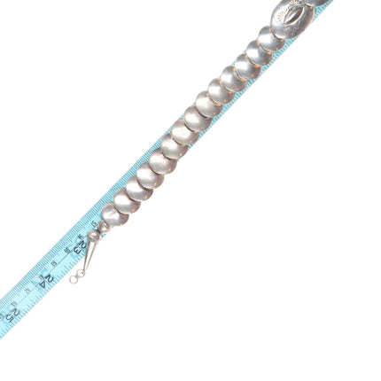 23.5" Southwestern sterling silver stamped pillow bead necklace
