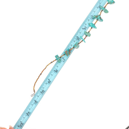 Vintage Santo Domingo/Kewa sterling silver-turquoise beaded heishi necklaces