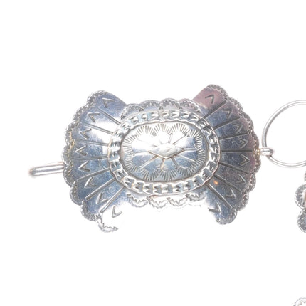 37" heavy vintage Navajo sterling silver hand stamped link concho belt