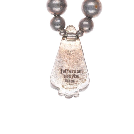 Jefferson Abeyta Arizona Alunite Navajo sterling silver beaded tab necklace