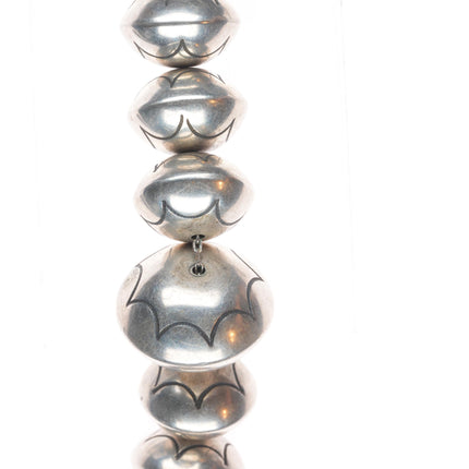 23.5" Roy Vandever Navajo pearls sterling silver handmade hand stamped necklace