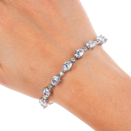 Retro Stauer Sterling silver crystal necklace and bracelet set