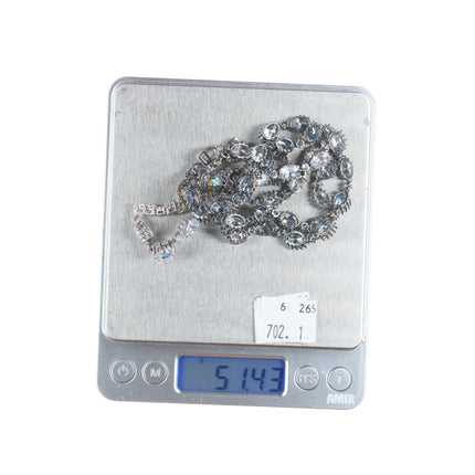 Retro Stauer Sterling silver crystal necklace and bracelet set