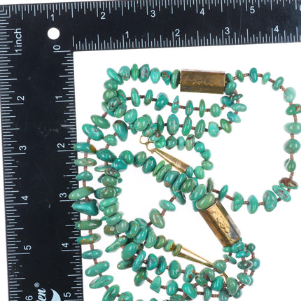Vintage Santo Domingo pueblo high grade turquoise brass/shell heishi necklace