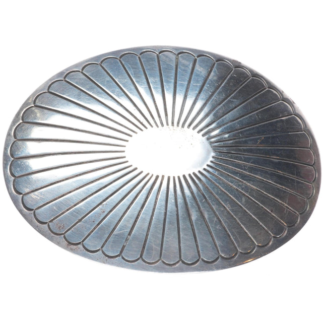 Vintage Jackson Navajo hand chiseled sterling silver concho style belt buckle